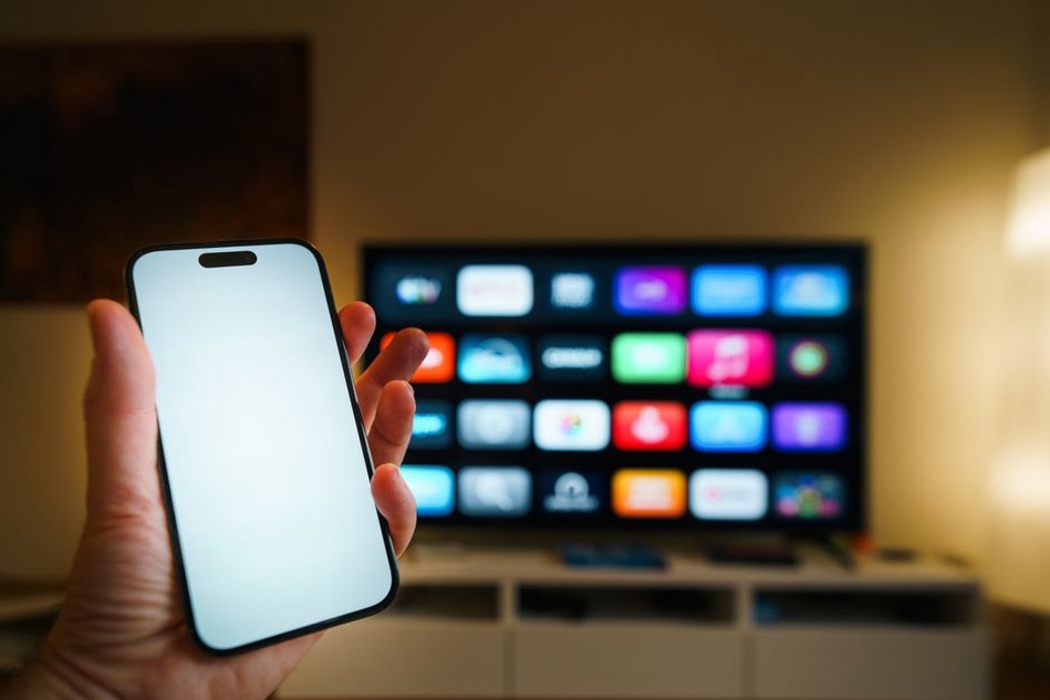 смартфон с приложением для просмотра футбольных матчей